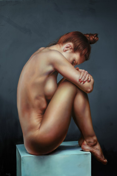 Peinture intitulée "Waiting" par Peter Duhaj, Œuvre d'art originale, Huile