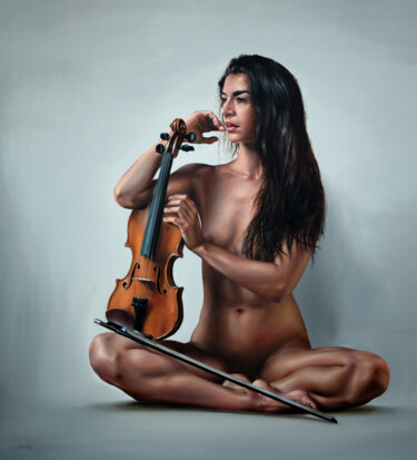 Картина под названием "A song played" - Peter Duhaj, Подлинное произведение искусства, Масло