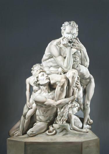 绘画 标题为“Ugolino and his sons” 由Peter Duhaj, 原创艺术品, 油