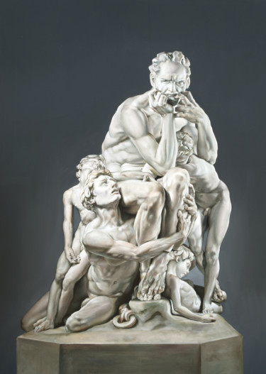 Malerei mit dem Titel "Ugolino and his sons" von Peter Duhaj, Original-Kunstwerk, Öl