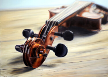 Pittura intitolato "Violin" da Peter Duhaj, Opera d'arte originale, Olio