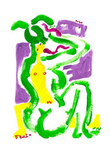 Malerei mit dem Titel "Call me Green Bunny…" von Peter Dzogaba, Original-Kunstwerk, Acryl
