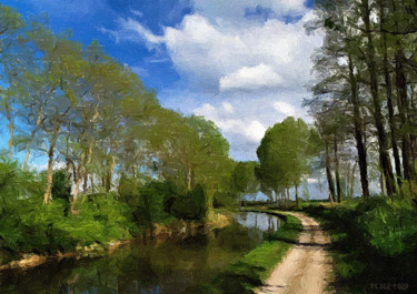 Painting titled "Canal de L'Ourcq, P…" by Peter Ford, Original Artwork, Oil