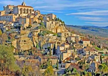 Painting titled "Gordes, Vaucluse, P…" by Peter Ford, Original Artwork, Oil