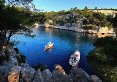 Painting titled "La Calanque de Port…" by Peter Ford, Original Artwork, Oil