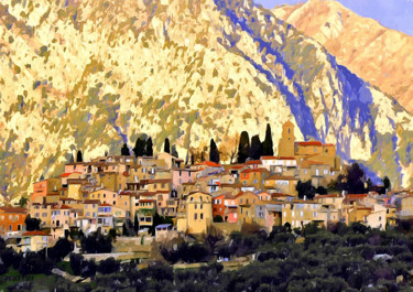 Pintura intitulada "Moustiers-Sainte-Ma…" por Peter Ford, Obras de arte originais, Óleo