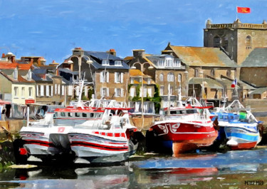 Painting titled "Barfleur, Manche, B…" by Peter Ford, Original Artwork, Oil