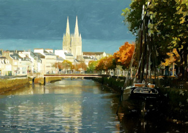 Pintura intitulada "Quimper, Finistère,…" por Peter Ford, Obras de arte originais, Óleo