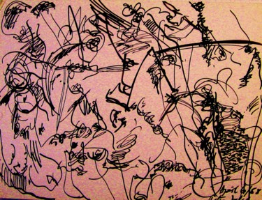 Zeichnungen mit dem Titel "Abstract drawing I" von Peter Jalesh, Original-Kunstwerk, Tinte