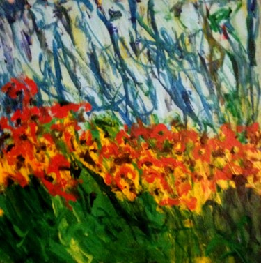 Painting titled "Dana Comnea's garden" by Peter Jalesh, Original Artwork, Acrylic