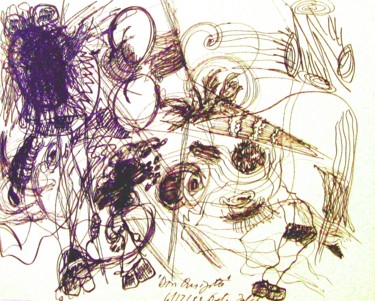 Zeichnungen mit dem Titel "Don Quixote III" von Peter Jalesh, Original-Kunstwerk, Tinte