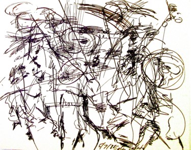 Dessin intitulée "Jazz" par Peter Jalesh, Œuvre d'art originale, Encre