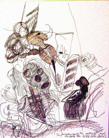 Dessin intitulée "The-ants queen" par Peter Jalesh, Œuvre d'art originale, Encre