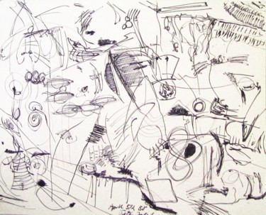 Zeichnungen mit dem Titel "The kitchen" von Peter Jalesh, Original-Kunstwerk, Tinte