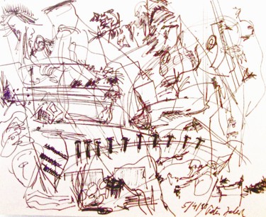 Disegno intitolato "Piano player" da Peter Jalesh, Opera d'arte originale, Inchiostro