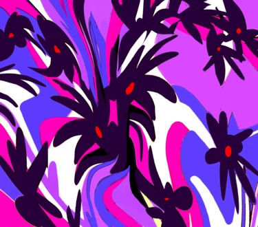 Цифровое искусство под названием "Oriental Lily Tree" - Peter Jalesh, Подлинное произведение искусства, Цифровая живопись