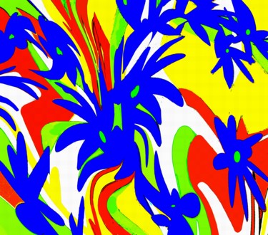 Цифровое искусство под названием "Blue Oriental Lily…" - Peter Jalesh, Подлинное произведение искусства, Цифровая живопись