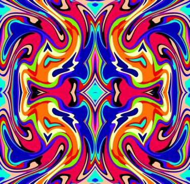 Digital Arts titled "Colorful-tapestry" by Peter Jalesh, Original Artwork, Digital Painting