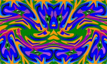 Digital Arts titled "Irises Tapestry" by Peter Jalesh, Original Artwork, Digital Painting