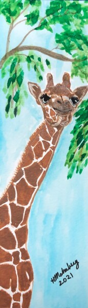 Malerei mit dem Titel "Watercolor Giraffe" von Peter Malmberg, Original-Kunstwerk, Aquarell