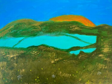 Schilderij getiteld "Sunset Lake" door Peter Malmberg, Origineel Kunstwerk, Acryl