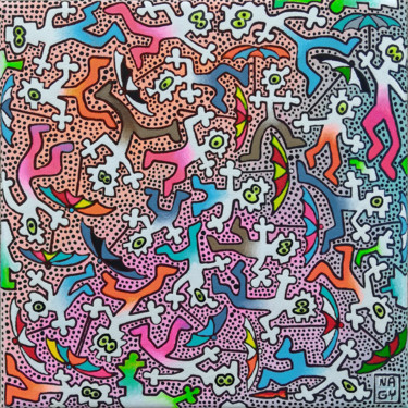 IT'S RAINING MEN Peinture intitulée "IT'S RAINING MEN" par Nagy Peter, Œuvre d'art originale, Acrylique