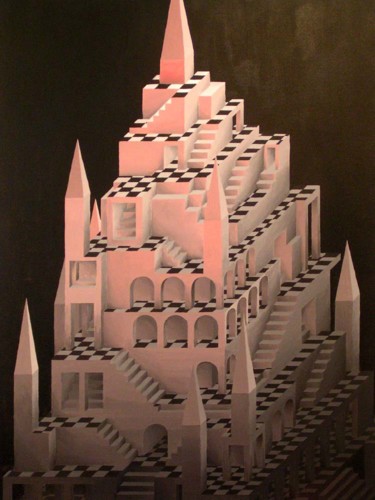 Painting titled "Babel tower" by Peter Nagy, Original Artwork
