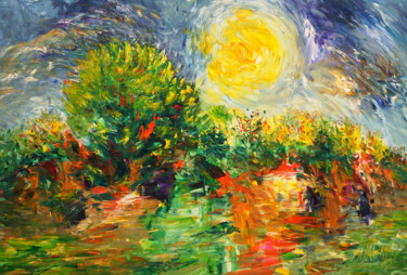 Malerei mit dem Titel "Summer Landscape XL…" von Peter Nottrott, Original-Kunstwerk, Acryl
