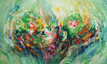 Peinture intitulée "Abstraction Green M2" par Peter Nottrott, Œuvre d'art originale, Acrylique