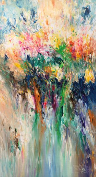 Malerei mit dem Titel "Flowery L 1" von Peter Nottrott, Original-Kunstwerk, Acryl