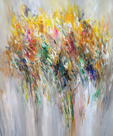 Malerei mit dem Titel "Flowery Abstraction…" von Peter Nottrott, Original-Kunstwerk, Acryl