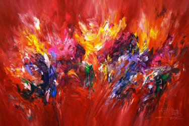 Pintura intitulada "Red Energy XL 1" por Peter Nottrott, Obras de arte originais, Acrílico