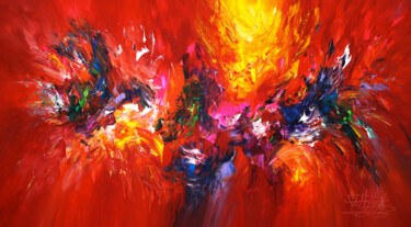Malarstwo zatytułowany „Red Energy L 2” autorstwa Peter Nottrott, Oryginalna praca, Akryl