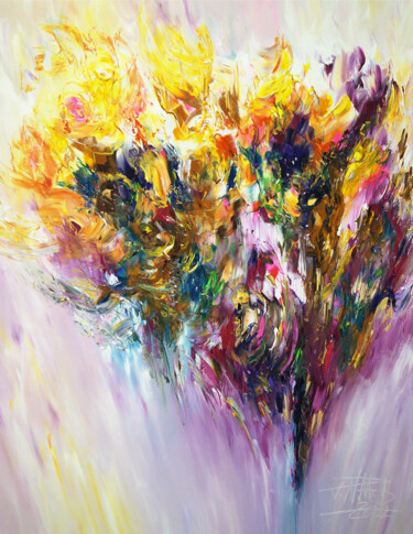 Painting titled "Flowery Abstraction…" by Peter Nottrott, Original Artwork, Acrylic