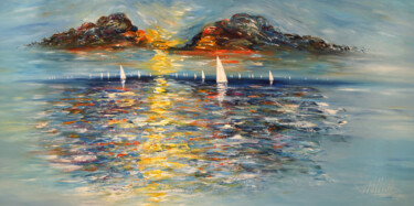 Painting titled "Evening Seascape Sa…" by Peter Nottrott, Original Artwork, Acrylic