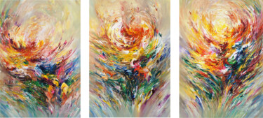 Painting titled "Triptych: Flowery 1" by Peter Nottrott, Original Artwork, Acrylic
