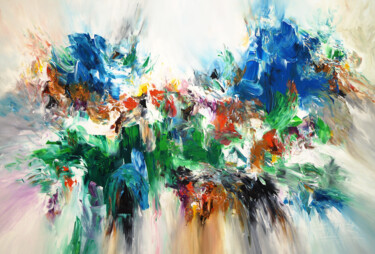 Картина под названием "Blue And Green Abst…" - Peter Nottrott, Подлинное произведение искусства, Акрил