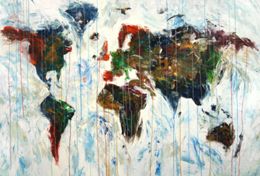Pintura titulada "Abstract World Map…" por Peter Nottrott, Obra de arte original, Acrílico
