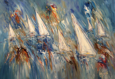 Schilderij getiteld "Seascape Sailing Re…" door Peter Nottrott, Origineel Kunstwerk, Acryl