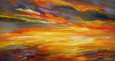 Painting titled "Romantic Evening Su…" by Peter Nottrott, Original Artwork, Acrylic