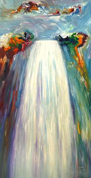 Pittura intitolato "Mystery Waterfall L…" da Peter Nottrott, Opera d'arte originale, Acrilico