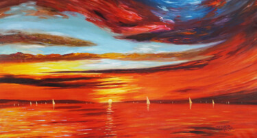 Malerei mit dem Titel "Romantic sundown Sa…" von Peter Nottrott, Original-Kunstwerk, Acryl