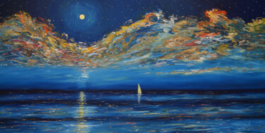 Painting titled "Romantic Moonlight…" by Peter Nottrott, Original Artwork, Acrylic