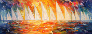Painting titled "Stick: Evening Sail…" by Peter Nottrott, Original Artwork, Acrylic