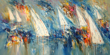 Malerei mit dem Titel "Stormy Sailing Rega…" von Peter Nottrott, Original-Kunstwerk, Acryl