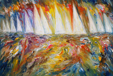 Peinture intitulée "Seascape Sailing Bo…" par Peter Nottrott, Œuvre d'art originale, Acrylique