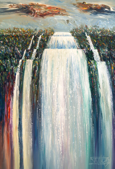 Painting titled "Mystery Waterfall X…" by Peter Nottrott, Original Artwork, Acrylic