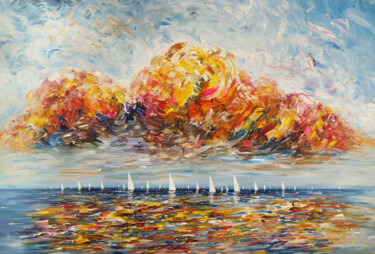 Pintura intitulada "Seascape Sailing Im…" por Peter Nottrott, Obras de arte originais, Acrílico