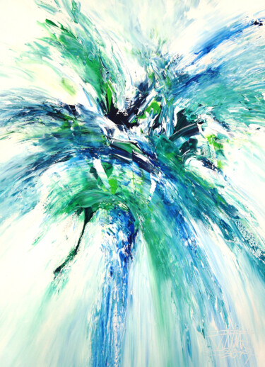 Peinture intitulée "Green And Blue Imag…" par Peter Nottrott, Œuvre d'art originale, Acrylique