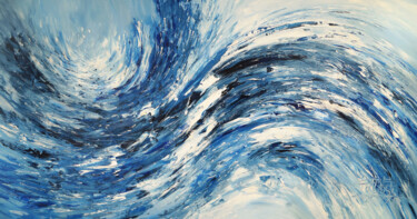 Painting titled "Blue Wave XXL 1" by Peter Nottrott, Original Artwork, Acrylic